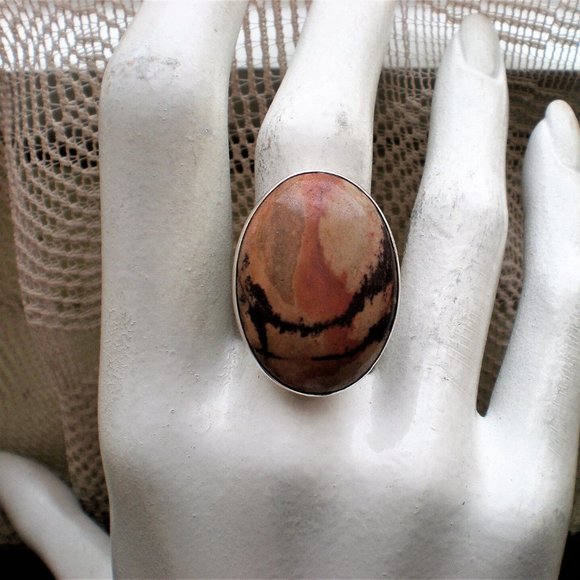 HUGE Jay King Drt Sterling Silver 925 Picture Jasper Cocktail Dinner Ring 14 g. - Picture 7 of 11